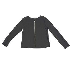 Bryn Walker Classic Chic Women's Black Full Zip Long Sleeve Knit Top Jacket  XS